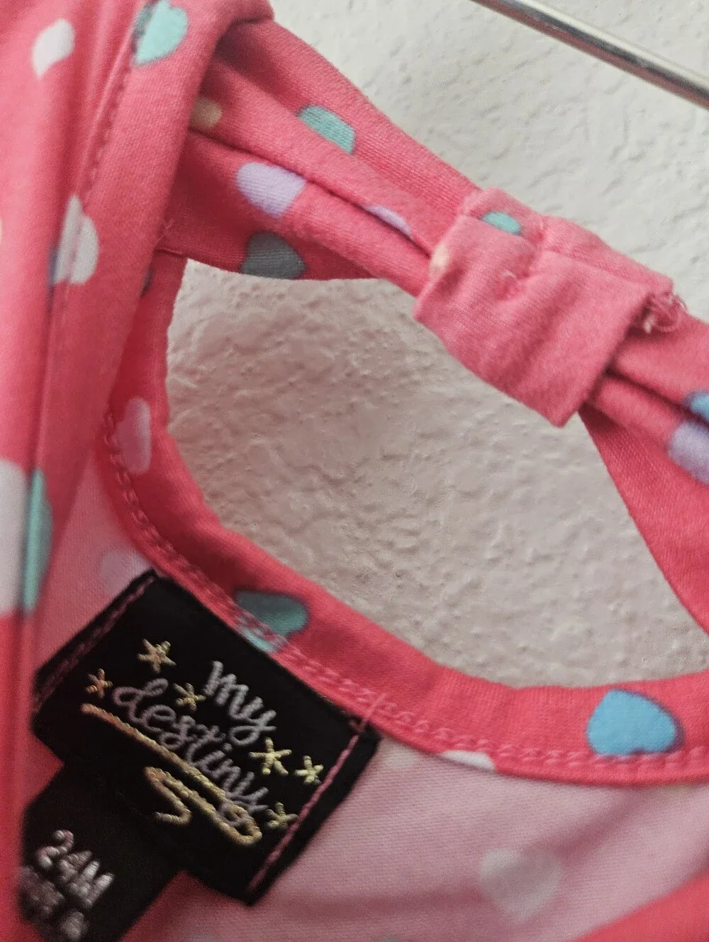 my destiny heart polka dot bow pink dress, 24 months